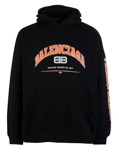 Balenciaga Sweatshirt In Cotton Blend With Print In Black/orange/white