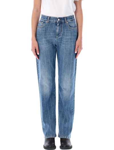 Stella Mccartney Frayed Straight-leg Denim Trousers In Vintage Dark