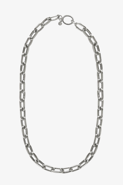 Anine Bing Link Necklace In Silver In Grey