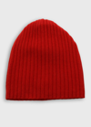 Portolano 4-ply Cashmere Slouch Beanie Hat In Fire Red
