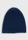 Portolano 4-ply Cashmere Slouch Beanie Hat In Classic Navy