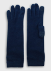Portolano Long Cashmere Tech Gloves In Navy