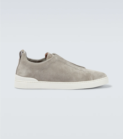 Zegna Triple Stitch Low-top Sneakers In Grey