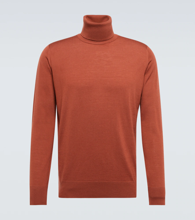 Loro Piana Virgin Wool Turtleneck Sweater In Burnt Coral