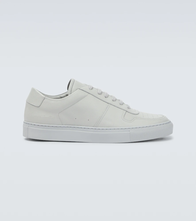 Common Projects Bball Low Bumpy Leather Sneakers In Grey