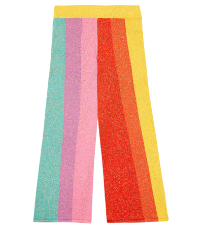 Stella Mccartney Kids Culotte Trousers In Multicolored Striped Lurex Fabric In Pink