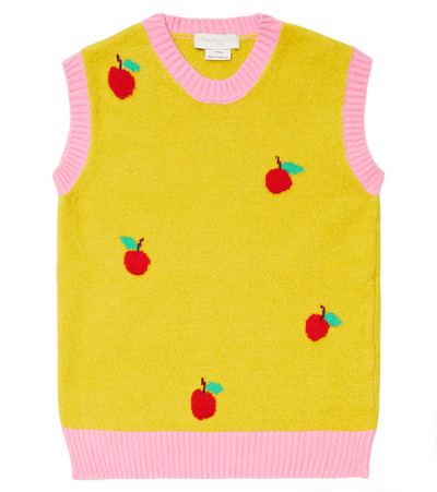 Stella Mccartney Kids' Knit Cotton-blend Vest In Yellow