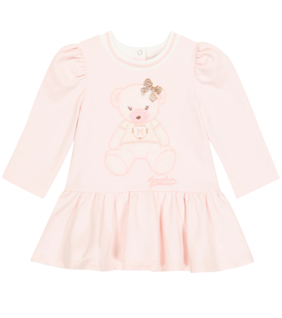 Monnalisa Baby Cotton-blend Fleece Dress In Pink
