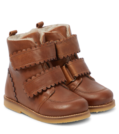 Petit Nord Kids' Leather Boots In Hazelnut