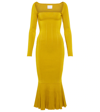 Galvan Atalanta Square-neck Midi Dress In Yellow