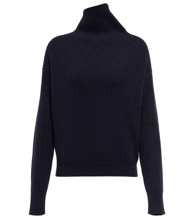 Loro Piana Ribbed-knit Sweater In Blue Navy