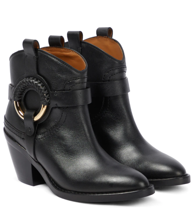 See By Chloé Hana Leather Cowboy Boots In Black
