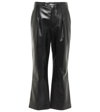 SAINT LAURENT LEATHER STRAIGHT CROPPED trousers