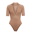 Jacquemus Le Body Yauco V-neck Knitted Body In Brown