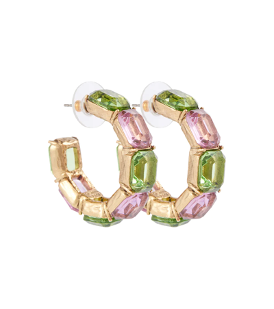 Oscar De La Renta Crystal-embellished Hoop Earrings In Watermelon