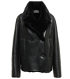 Joseph Calla Shearling Leather Peacoat In Black