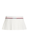 Miu Miu Intarsia-logo Pleated Skirt In White