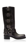 MIU MIU BUCKLED LEATHER BOOTS