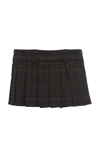Miu Miu Pleated Tartan-print Wool Mini Skirt In Plaid