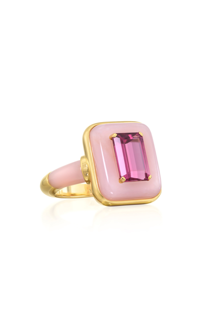 Sauer Alix 18k Yellow Gold Rubellite; Opal Ring In Pink