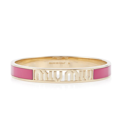 Miu Miu Enameled Brass Bracelet In Fuchsia