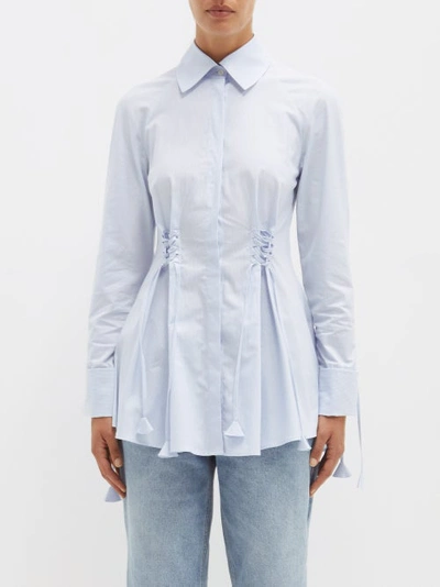 Palmer Harding Sutured Organic-cotton Oxford Shirt In Light Blue