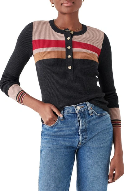 Faherty Mikki Organic Cotton & Cashmere Henley Sweater In Throwback Stripe