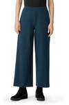 Eileen Fisher High-waisted Wide-leg Ankle Pants In Deep Adriatic
