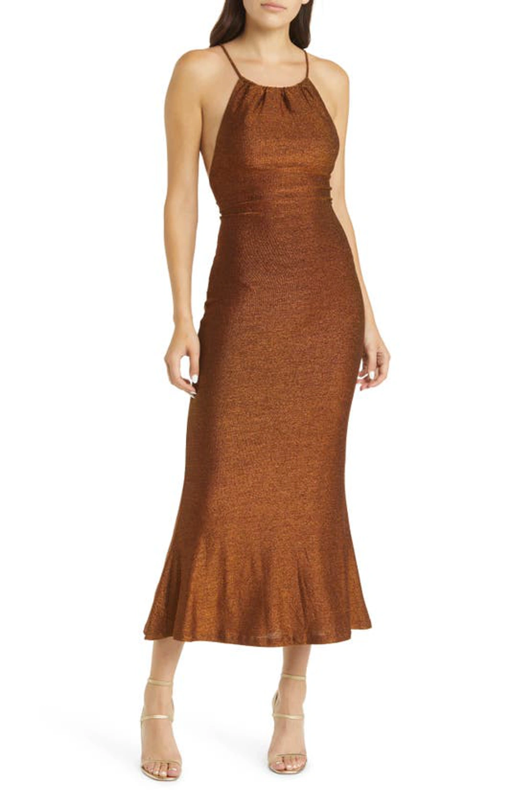 greta midi dress misha x endlesslyloveclub MISHA Endlessly Love Club Greta Midi Dress Copper Size 8/S