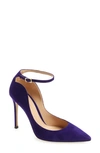 Gianvito Rossi Curve Ankle Strap Pointed Toe Pump In Purple