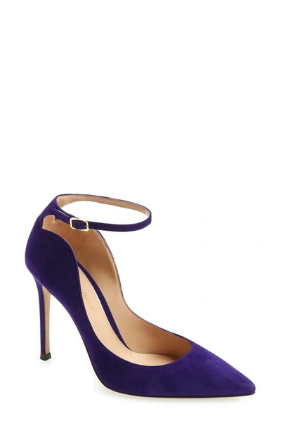 Gianvito Rossi Curve Ankle Strap Pointed Toe Pump In Purple