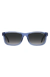Carrera Eyewear 57mm Rectangular Sunglasses In Blue / Grey Shaded