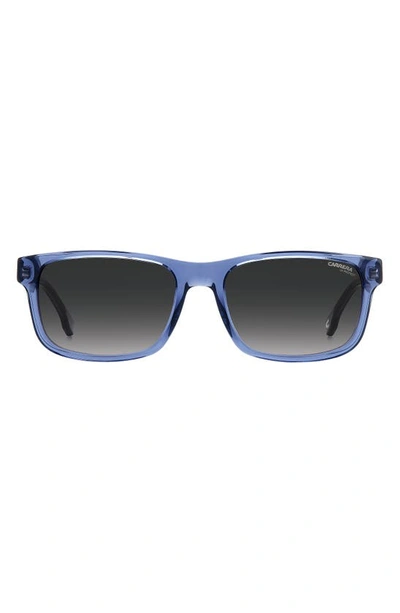 Carrera Eyewear 57mm Rectangular Sunglasses In Blue / Grey Shaded