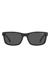 Carrera Eyewear 57mm Rectangular Sunglasses In Matte Black / Gray Polar