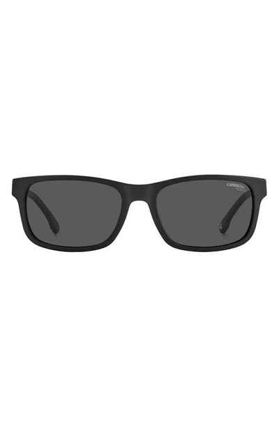 Carrera Eyewear 57mm Rectangular Sunglasses In Matte Black / Gray Polar