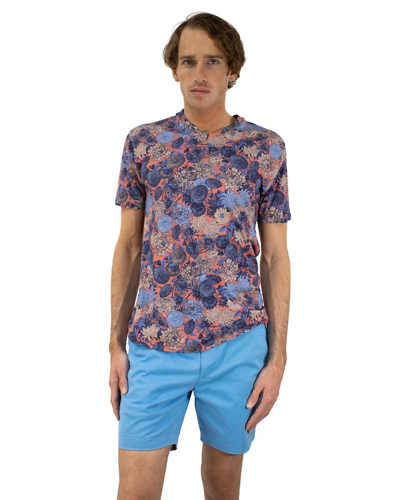 Lords Of Harlech Maze Mums Floral Peach V-neck Tee In Orange