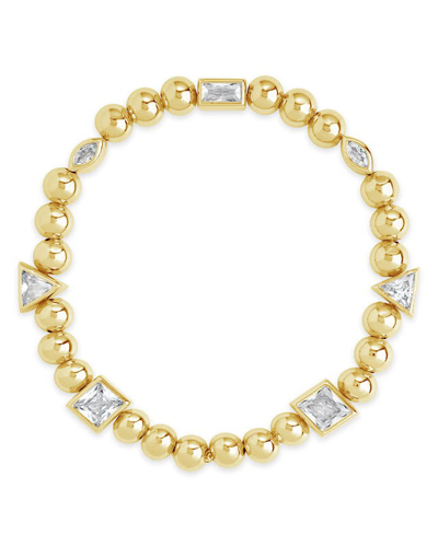 Sterling Forever Amaris Charm Beaded Stretch Bracelet In Gold