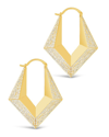 Sterling Forever Cubic Zirconia Charlize Hoop Earrings In Gold