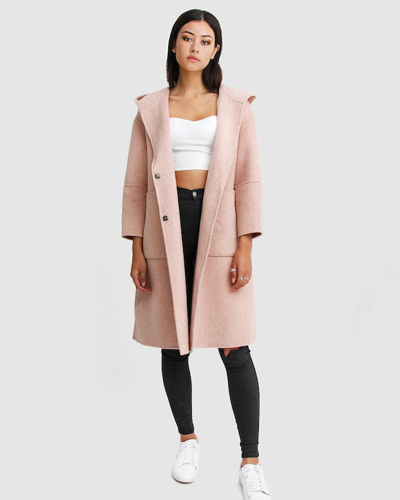 Belle & Bloom Walk This Way Wool Blend Oversized Coat In Pink