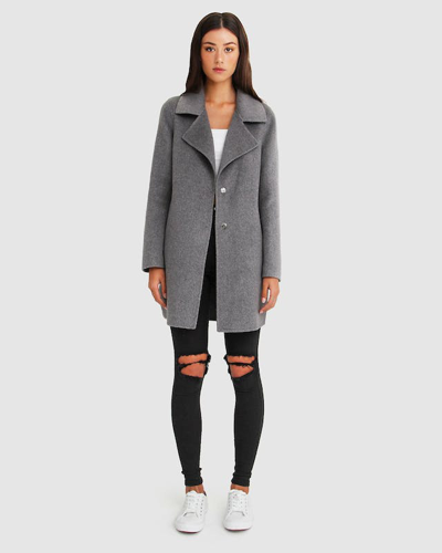 Belle & Bloom Ex-boyfriend  Wool Blend Oversized Jacket - Dark Grey