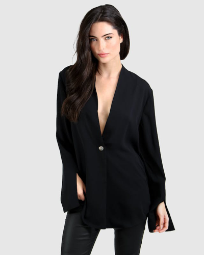 Belle & Bloom Sheer Genius Lightweight Blazer - Black