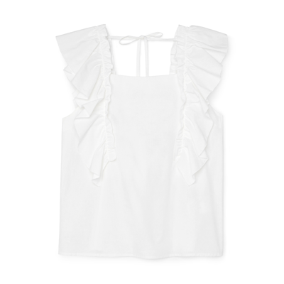 G. Label Amelia Flutter-sleeve Top In White