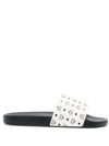 Mcm Monogram-print Open-toe Slides In White