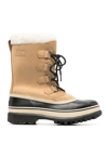 Sorel Caribou Fleece-trimmed Nubuck And Rubber Snow Boots In Nude