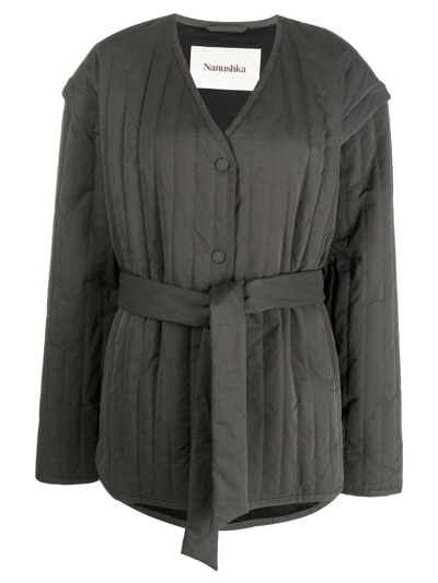Nanushka Quilted Detachable-sleeve Jacket In Grey