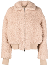 Stella Mccartney Softly Textured Cropped Bomber Jacket In Neutrals
