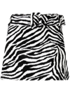 Alessandra Rich Belted Zebra-print Cotton-velvet Mini Skirt In Schwarz