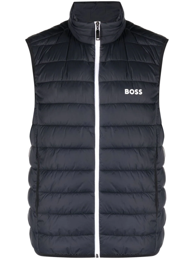 Hugo Boss Logo-print Padded Jacket In Navy