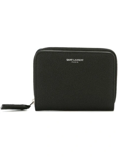 Saint Laurent Black Rive Gauche Compact Zip Around Wallet