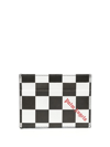 PALM ANGELS CHEQUERED-PRINT LEATHER CARDHOLDER